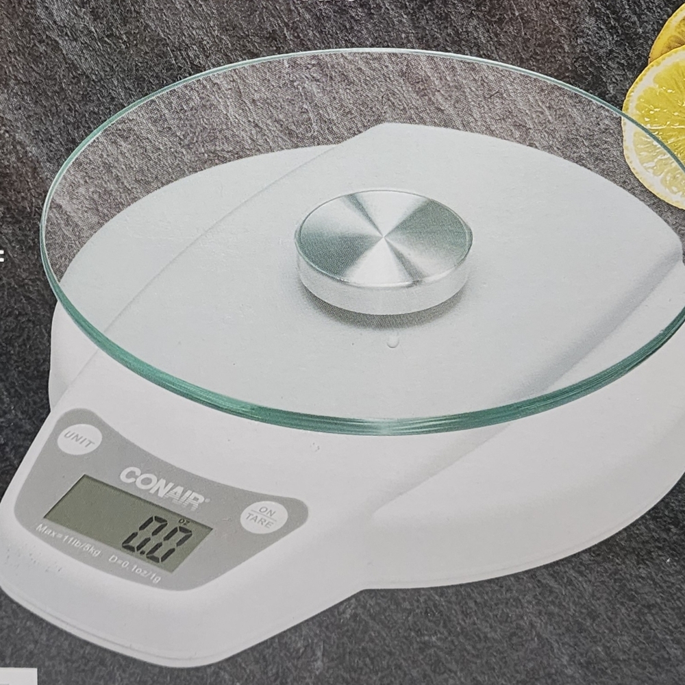 Conair -LCD Auto Shut Off Digital Food Scale  White Clear Crystal New  CNF130